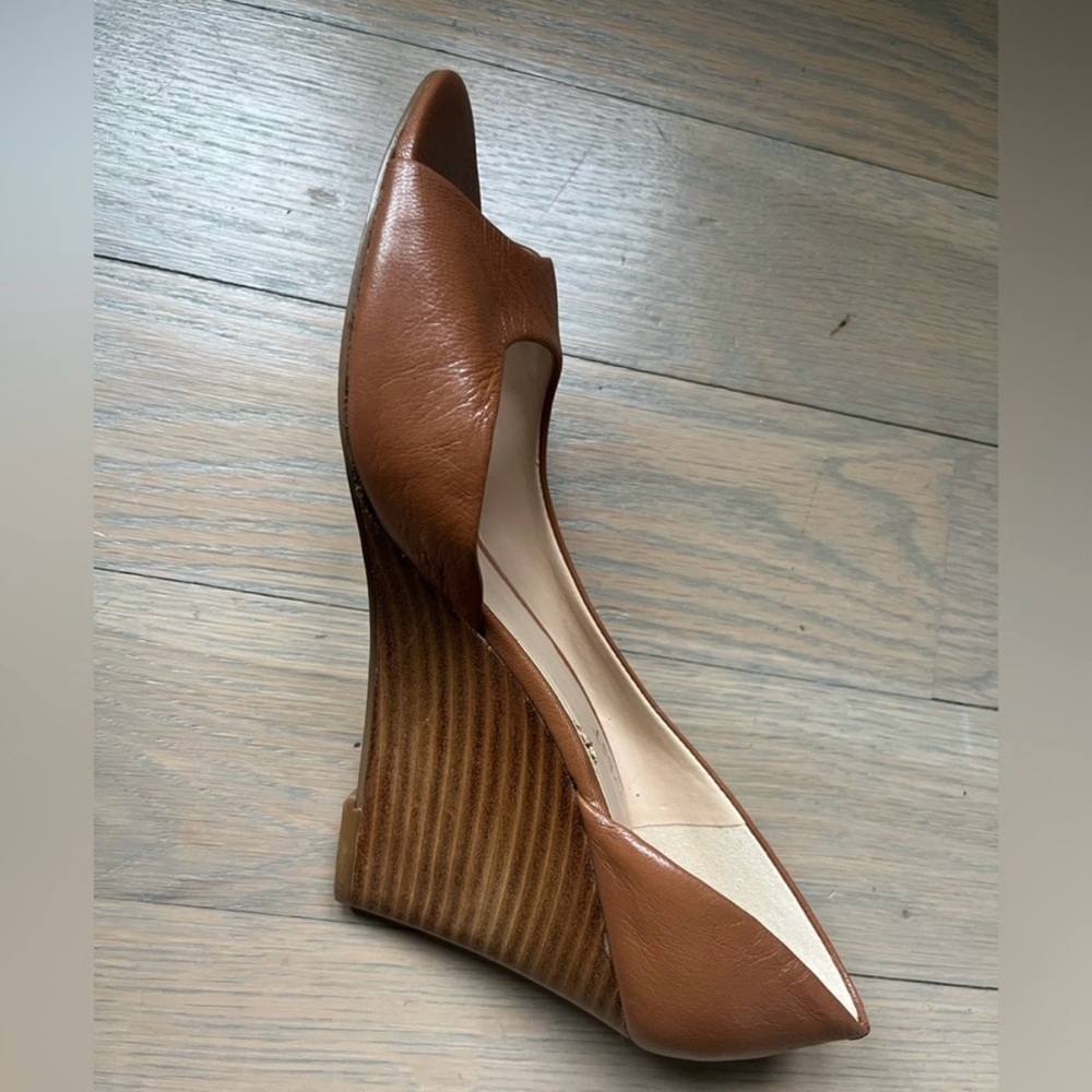 Nine West Brown shoes Peep Toe Heels wedge - Picture 3 of 6